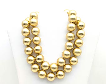 Double Strand Gold Bead Choker Necklace Signed Donald Stannard