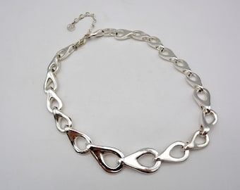 Vintage Anne Klein Silver Plated Heavy Bike Chain Necklace - 17-20"