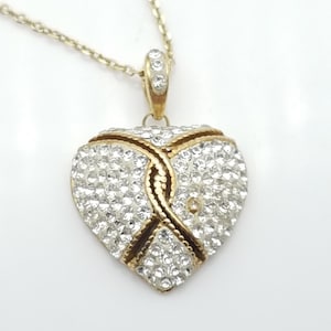 Colar com pingente de coração CZ em ouro 14K sobre prata esterlina assinado Mom Jordan - 18&quot;
