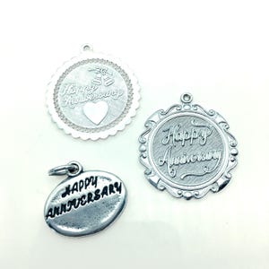 Vintage Happy Anniversary Sterling Silver Engravable Charms or Pendants
