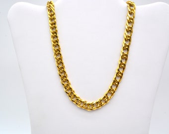 Vintage 10mm 14k Gold Plated Curb Chain Necklace - 18"
