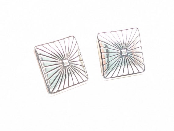 Vintage Square Sterling Silver Concho Stud Earrin… - image 5