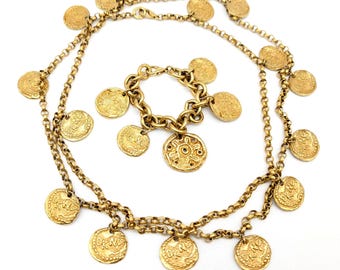 DKNY Etruscan Medallion 57" Coin Charm Necklace, Bracelet or Set