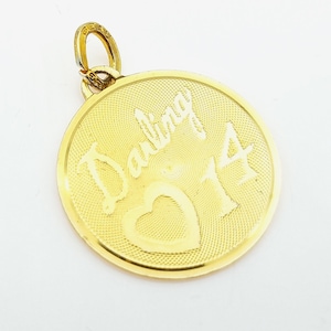 Vintage Sterling Silver Vermeil Sterling Silver &quot;Darling 14&quot; 14th Birthday Charm or Pendant