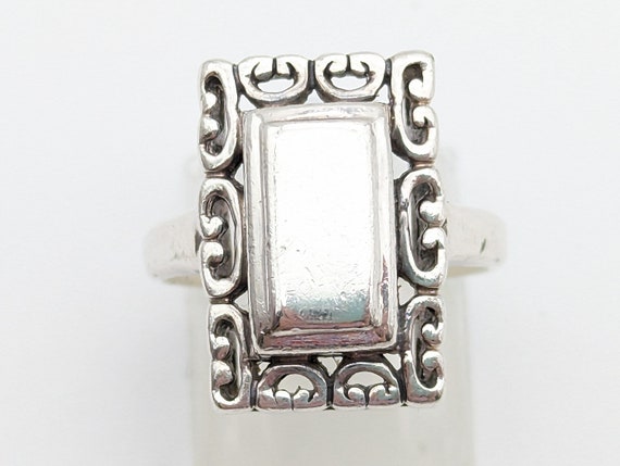 Engravable Vintage Sterling Silver Rectangle Esta… - image 4