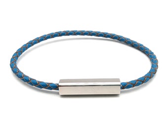 57 colors! Custom Made Braided Leather Bracelet or Necklace, Steel Magnetic Bar Clasp