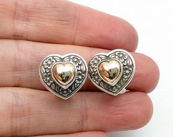James Avery Sterling Silver & 14K Gold Heart Stud Earrings