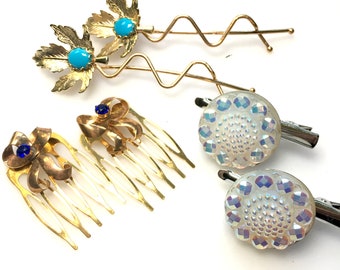 Your Choice of Upcycled Hair Accessories Made from Vintage Brooches, Earrings & Shoe Clips