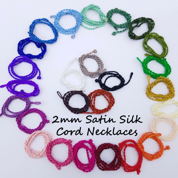 Thin Twisted Satin Silk Cord Necklaces in 26 Colors  - 16-18"