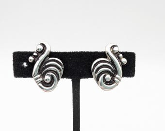 Vintage Los Castillo Taxco Mexico Sterling Silver Screw-Back Earrings