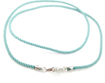 Sterling Silver & Silk Cord Necklace: 68 Colors, Made to Order