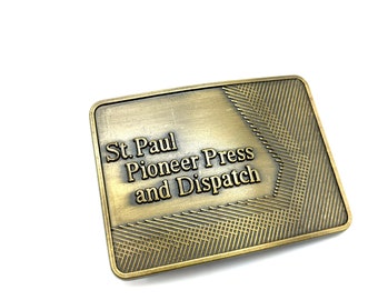 Vintage Bronze Tone St. Paul Pioneer Press & Dispatch Belt Buckle