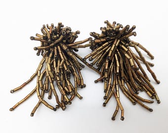 Beaded Fireworks Clip On Earrings - choice of Colors