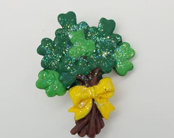 Old Stock Resin Bundle of Shamrocks Lapel Pin / Brooch - St. Patrick's Day Jewelry