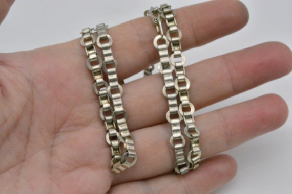 Antique Heavy Circle Link Chain Necklace - 900 Si… - image 3