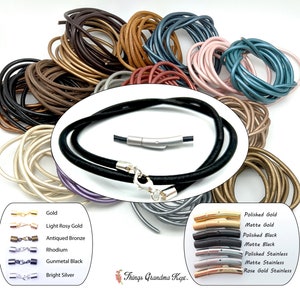 4mm Leather Cord Necklace or Wrap Bracelet, Made to Order, Choice of Colors and Clasps