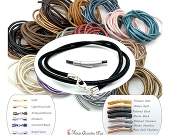 4mm Leather Cord Necklace or Wrap Bracelet, Made to Order, Choice of Colors and Clasps