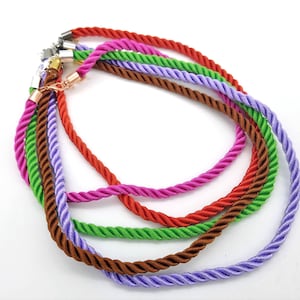 46 Colors! 5mm Thick Twisted Satin Silk Cord Adjustable Necklaces - Made to Order
