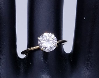 14K Yellow Gold & 1 Carat CZ Solitaire Engagement Ring -  Size 6