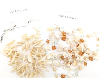 Two Old Stock Beaded Shell Necklaces