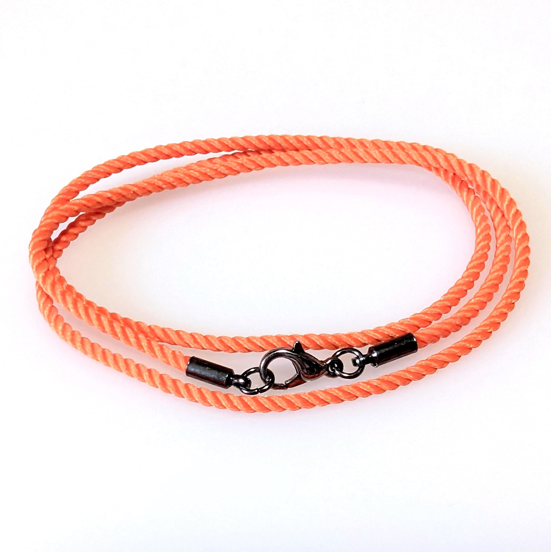 Minimalist Orange Silk Cord Necklace: Sterling Silver, 14k Gold Filled,…