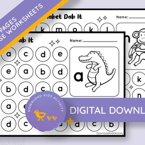 Alphabet Worksheets Printable Kids Coloring A-Z 26 Letters Lowercase Activity Alphabet Bingo Dab It