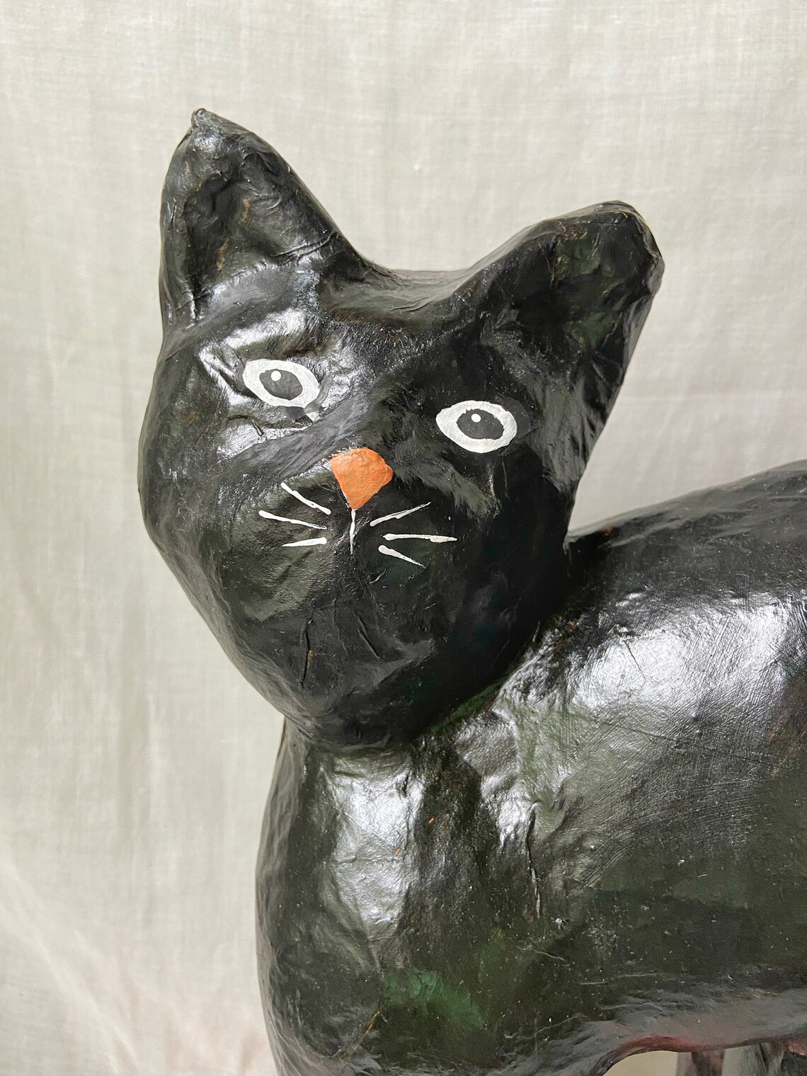 Vintage Paper Mache Halloween Cat / Large Black Kitty with Etsy