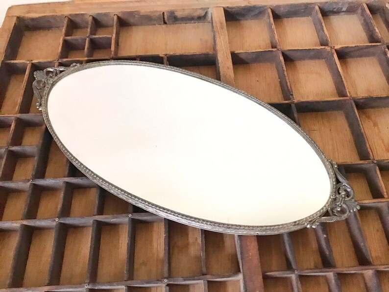 Vintage Narrow Mirrored Perfume Tray Vintage Narrow Mirrored Perfume Tray