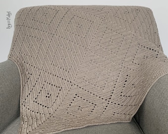 PDF Pattern - Diamonds Squared Crochet Blanket Pattern - Intermediate level - Instant Download