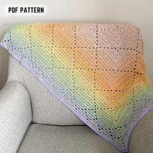 Patrón PDF - Patrón de manta de crochet de rombos no tan delicados - Nivel intermedio - Descarga instantánea