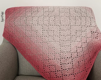 PDF Pattern - Diamond Hearts Crochet Blanket Pattern - Intermediate level - Instant Download