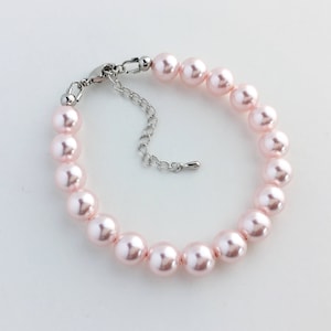 Pink Pearl Bracelet Blush Pink Bridal Pearl Bracelet Pink Wedding Austrian Pearl Bracelet Pink Bridesmaids Pearl Jewelry Rosaline Bracelet