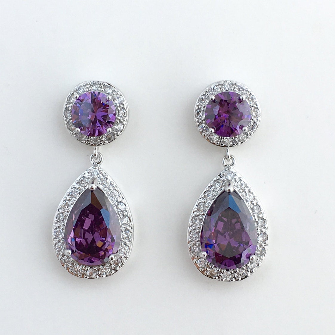 Purple Amethyst Crystal Earrings Bridal Amethyst Earrings - Etsy