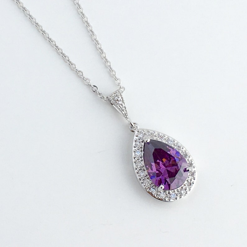 Amethyst Bridal Jewelry Set Purple Crystal Wedding Set Halo Etsy