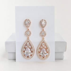 Rose Gold Earrings Rose Gold Bridal Earrings Rose Gold Wedding Earrings Rose Gold Bridal Jewelry Rose Gold Bridesmaids Jewelry Gifts