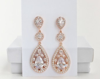 Rose Gold Earrings Rose Gold Bridal Earrings Rose Gold Wedding Earrings Rose Gold Bridal Jewelry Rose Gold Bridesmaids Jewelry Gifts