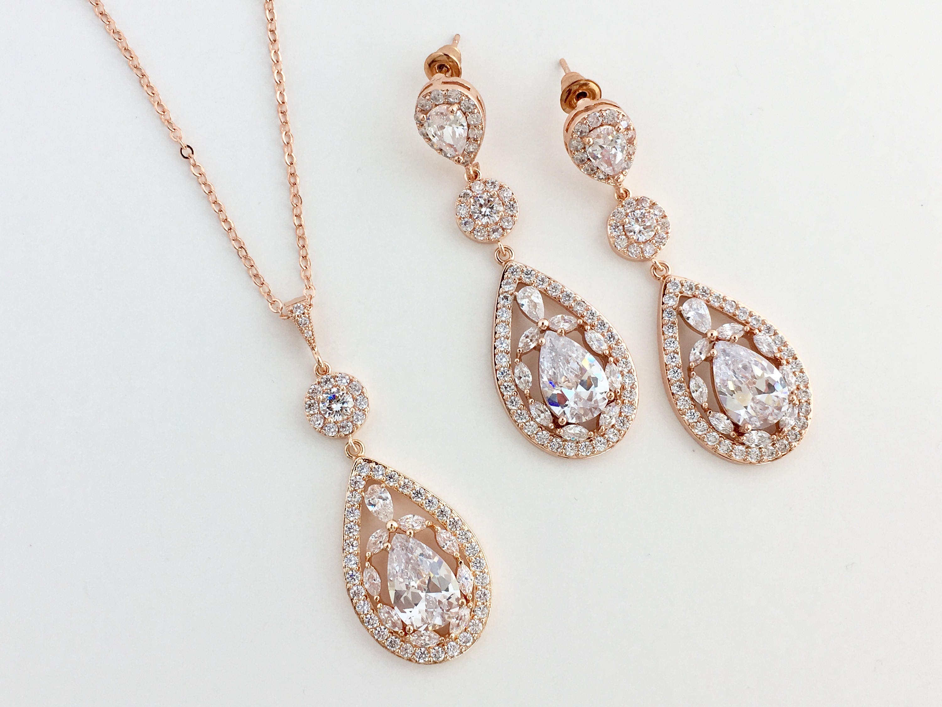 Copper Gold Plated Simple Rose Gemstone Set main image 1
