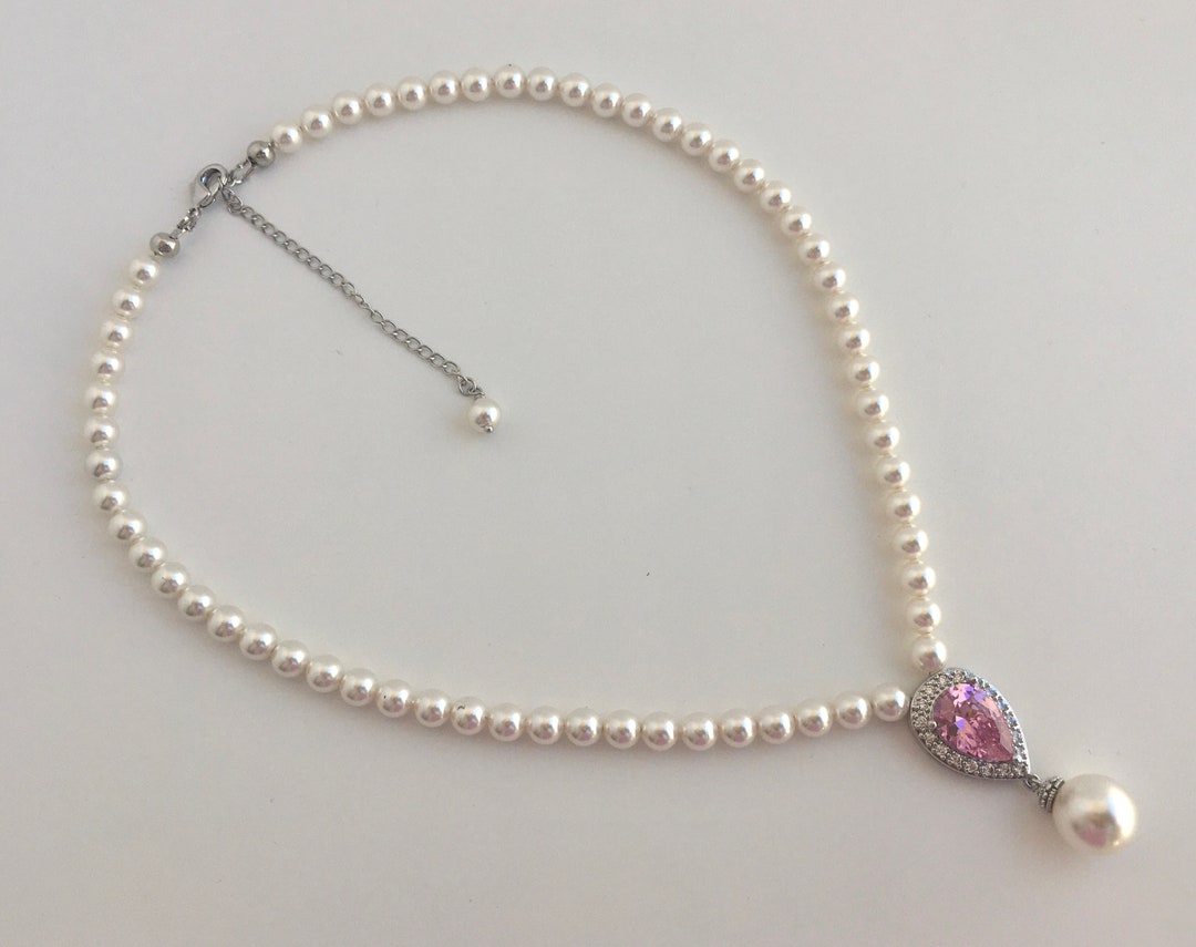 Bridesmaid Jewelry Set - Pear Cubic Zirconia Necklace & Earrings, Hypoallergenic Silver Gifts For Wedding