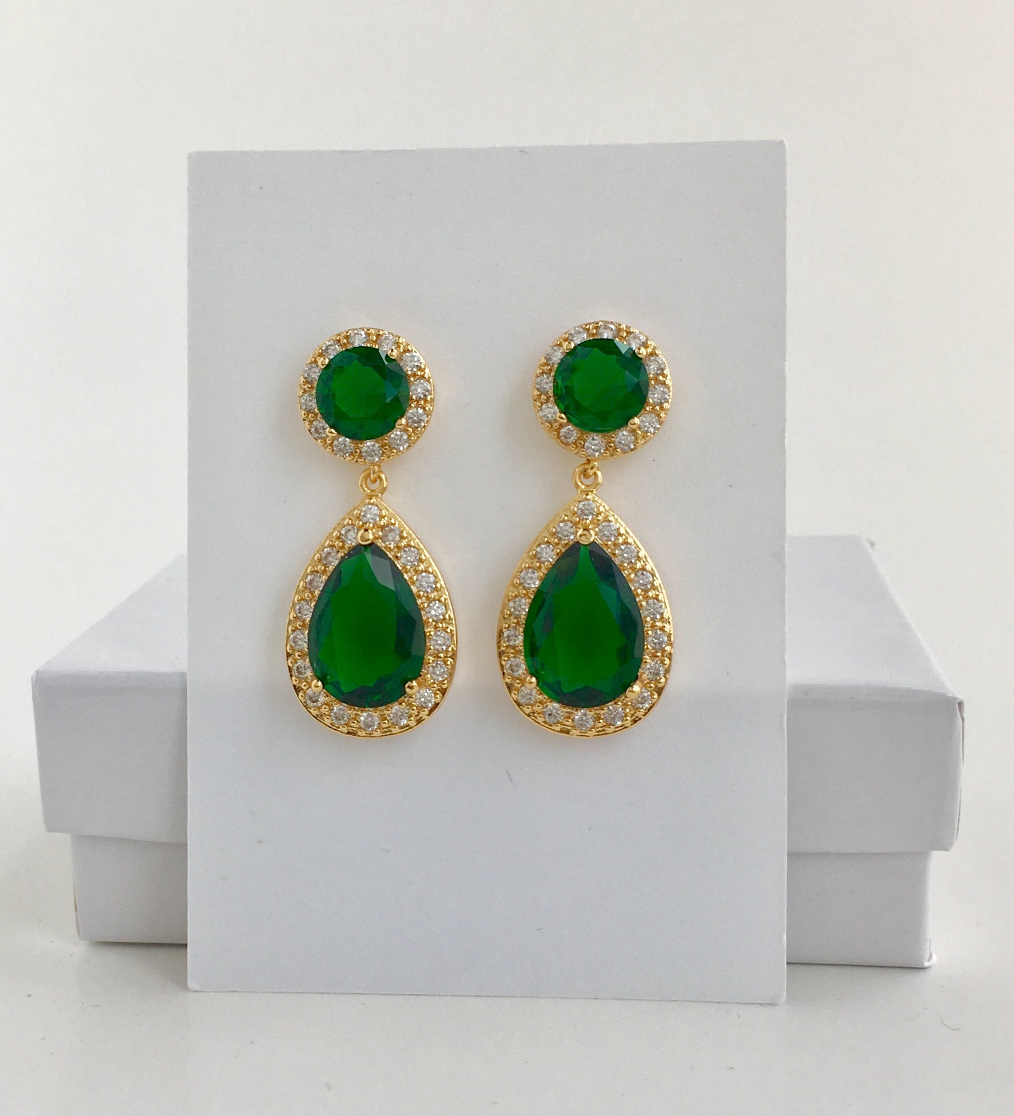 Green Crystal Set Green Cubic Zirconia Jewelry Green Bridal | Etsy