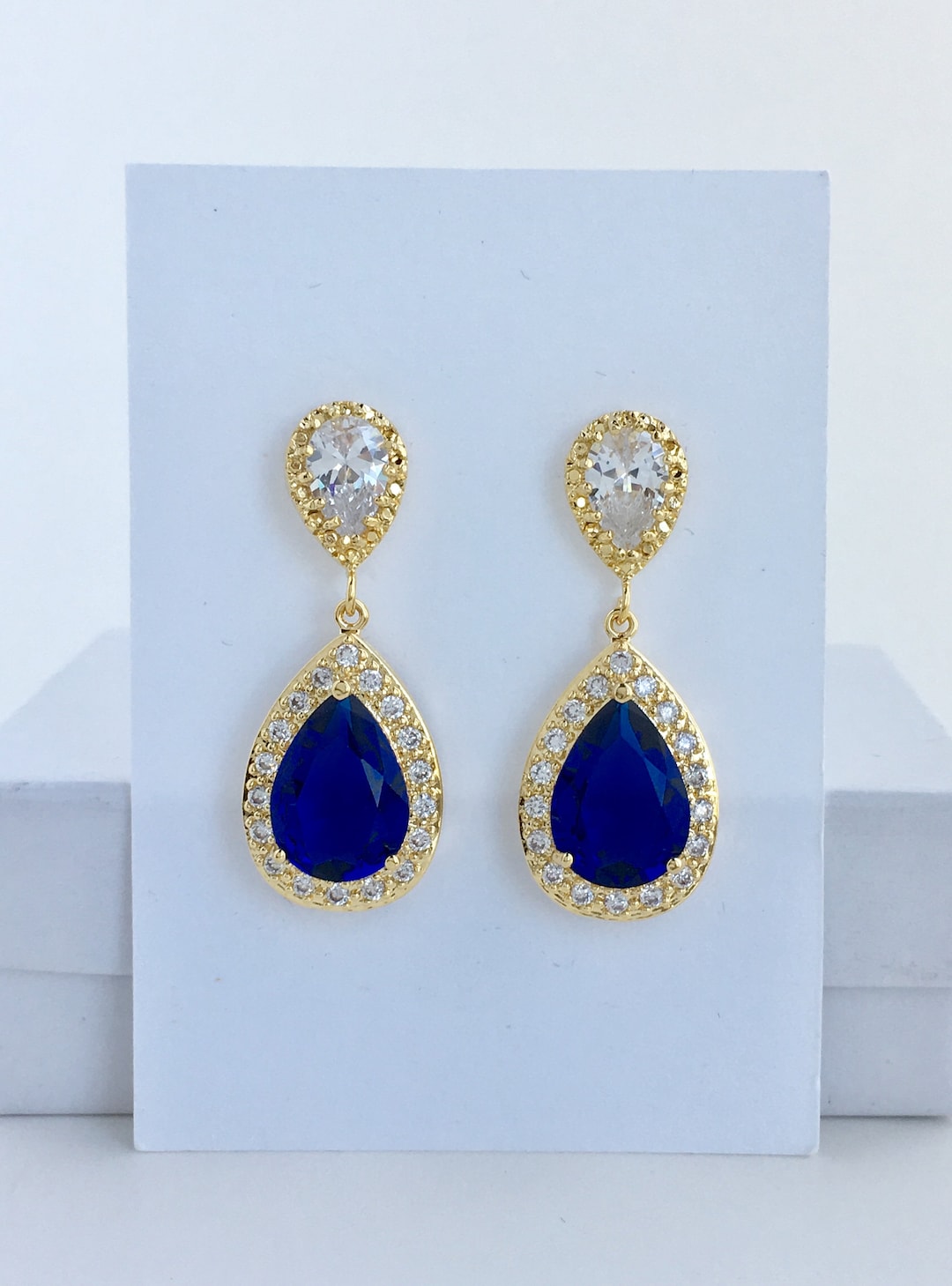 Blue Bridal Gold Earrings Blue Gold Crystal Earrings Blue Bridal Gold — free download
