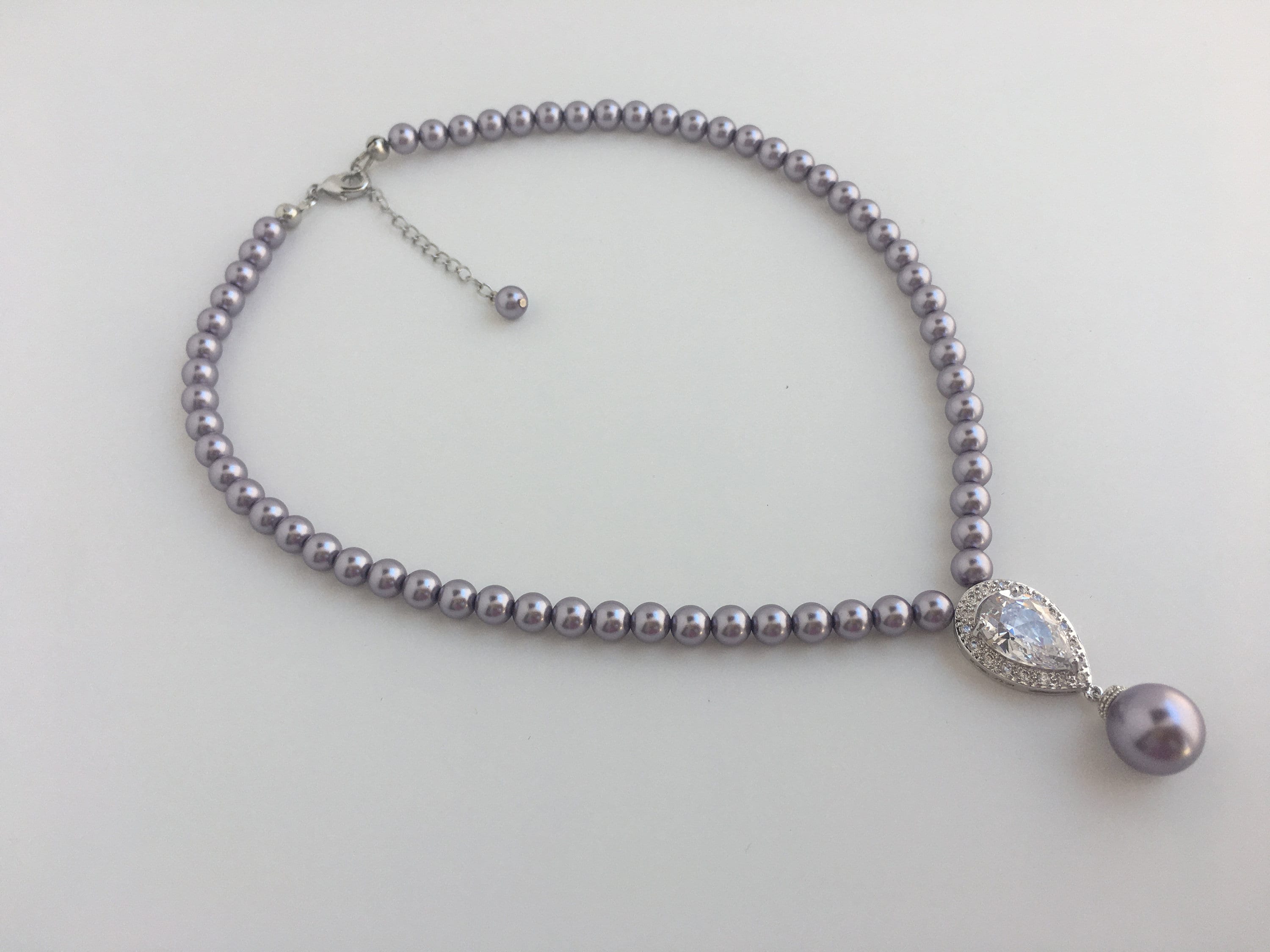 Lavender Pearl Teardrop Necklace