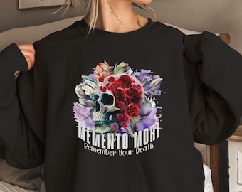 Memento Mori Catholic Unisex Crewneck Sweatshirt, Catholic Apparel Halloween, Remember Your Death Shirt, All Souls Day Sweater, Skull Shirt
