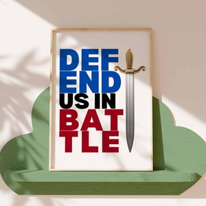 St. Michael the Archangel Printable Sword Design Catholic Child&#39;s Room, Catholic Printable Wall Decor, Catholic Children,Defend us in Battle