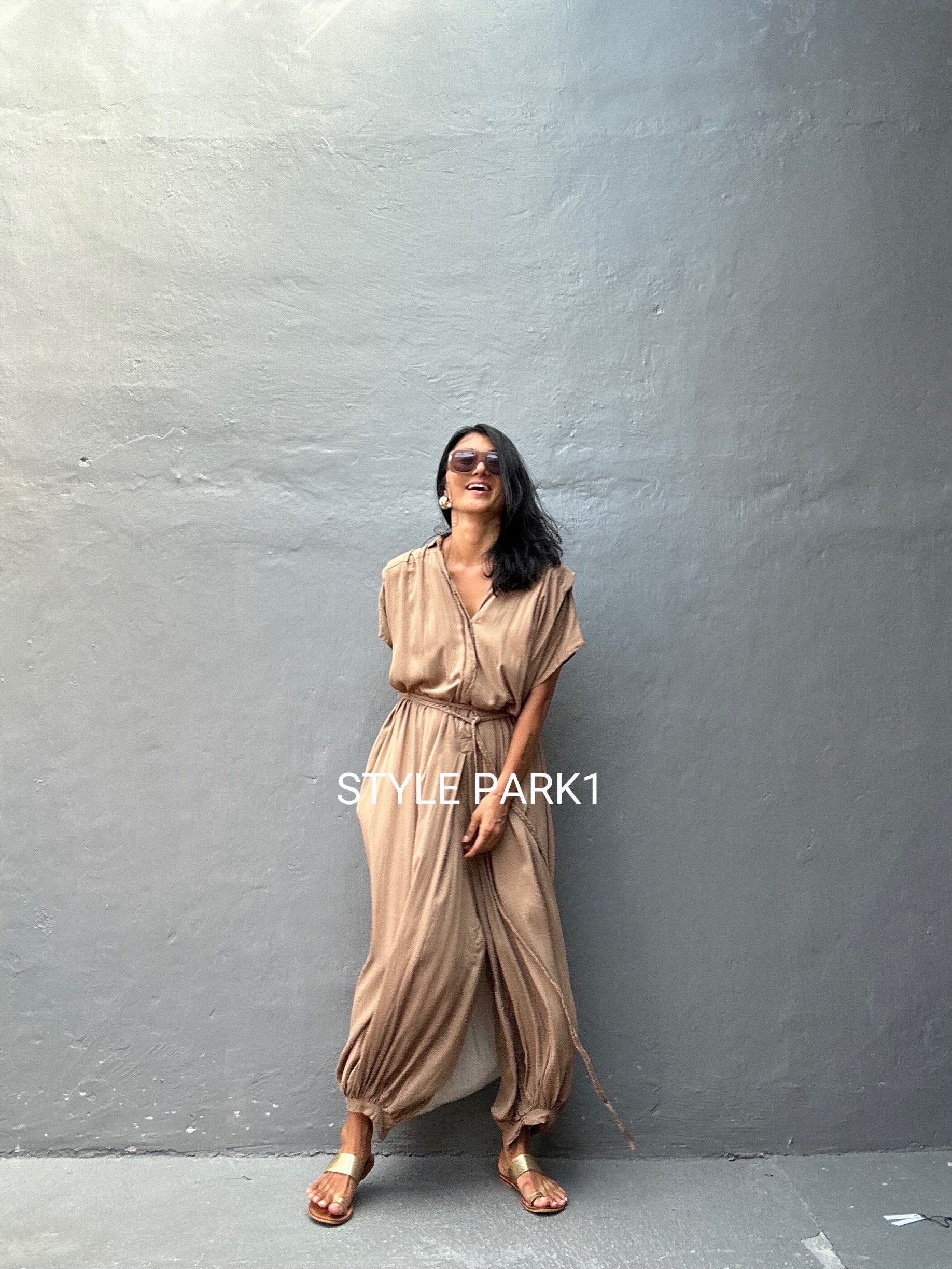 bali golden sun dress Mama Bali beautiful dress sandy beige – AUROBELLE IBIZA main image 1