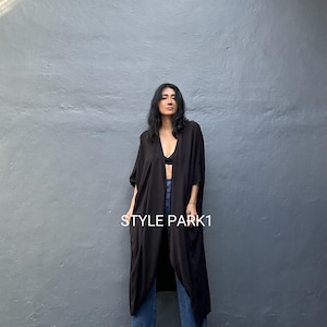 VOKN15/Veste kimono noire, vacances, bohème, veste ample, tenue de plage, cardigan d&#39;été