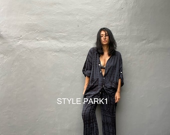 BS21/Two piece pajama set,Resort wear,Loose Fitting,Summer Outfits ,Unisex,Loungewear sets