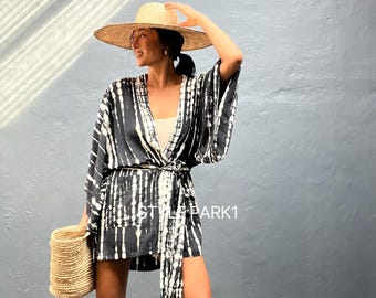 LKP180/Nuevo, Kimono corto, Bata, Verano, Kimono unisex, Pareo de playa