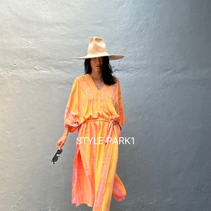 KTM141/Midi Kaftan Robe simple, élégant, Élégant, Miami, Ibiza, Robe de vacances, Robe de soirée, Coupe ample image 4