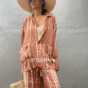 BS19/Two piece pajama set,Resort wear,Loose Fitting,Summer Outfits ,Unisex,Loungewear sets