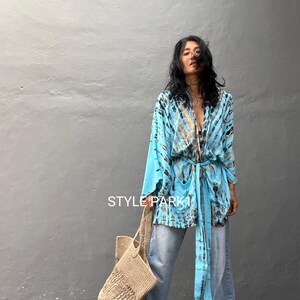 Kimono Copricostume Da Donna, Stampa Fiori Multicolor, Taglia Unica, Leggero E Morbido